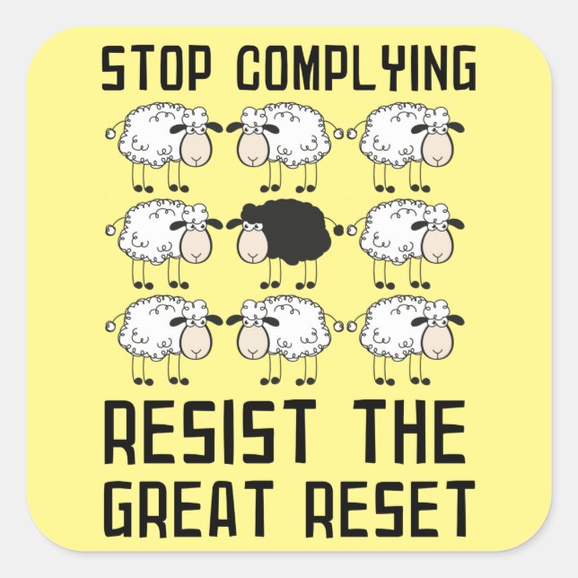 Sticker Carré La grande réinitialisation reconstruire un nouvel  (Devant)
