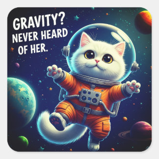 Sticker Carré La gravité ? Jamais entendu parler d'elle. Joli ch