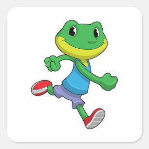 Sticker Carré La grenouille comme coureur à la course