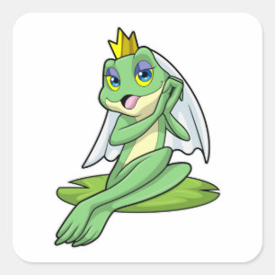 Sticker Carré La grenouille comme mariée au Mariage avec la Cour