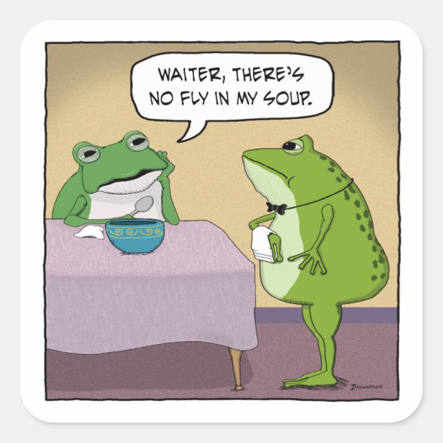 Sticker Carré La grenouille drôle se plaint au sujet d'aucune (Devant)