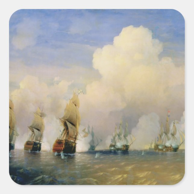 Sticker Carré La guerre maritime russo-suédoise près de Kronstad (Devant)