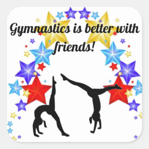 Sticker Carré La gymnastique est meilleure avec des amis Autocol