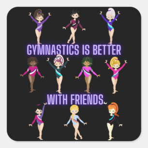 Sticker Carré La Gymnastique Est Mieux Avec Les Amis
