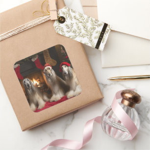 Sticker Carré La hache afghane près de la cheminée Noël