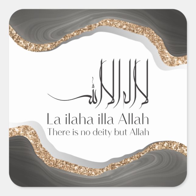 Sticker Carré La ilaha illa-ALLAH Shahada Calligra arabe moderne (Devant)