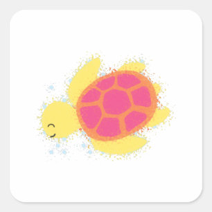 Sticker Carré La jolie tortue de mer