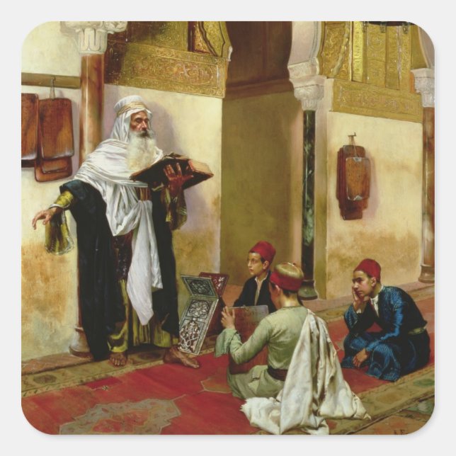 Sticker Carré La leçon (huile sur toile) (Devant)