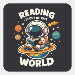Sticker Carré La lecture est hors de ce monde
