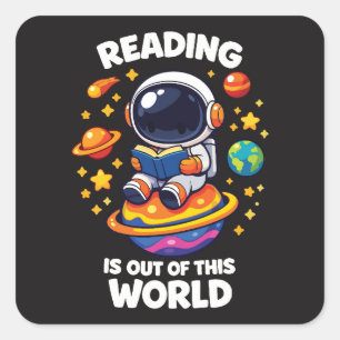 Sticker Carré La lecture est hors de ce monde