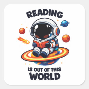 Sticker Carré La lecture est hors de ce monde