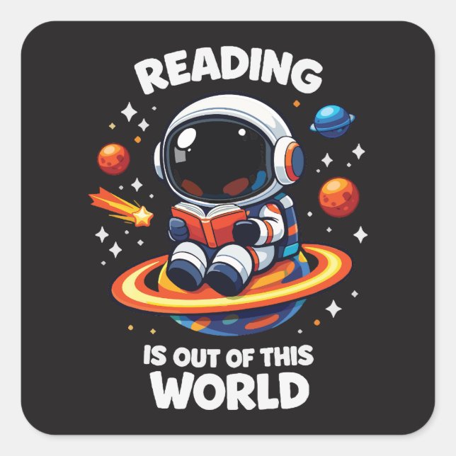 Sticker Carré La lecture est hors de ce monde (Devant)