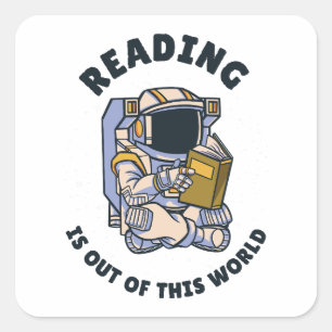 Sticker Carré La lecture est hors de ce monde