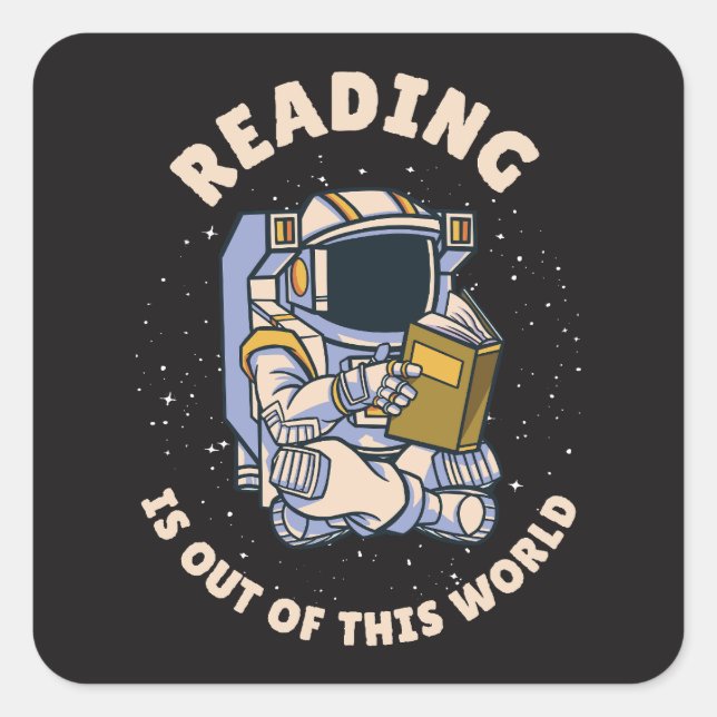 Sticker Carré La lecture est hors de ce monde (Devant)