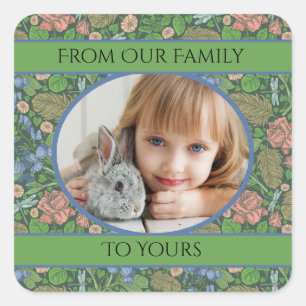 Sticker Carré La libellule vintage vole dans un jardin anglais