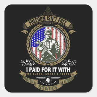 Sticker Carré La liberté n'est pas un vétéran libre