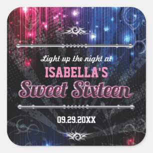 Sticker Carré La lueur au néon magique allume la faveur