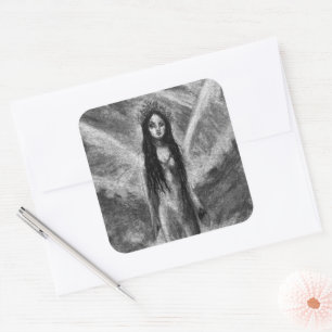 Sticker Carré La Luna Dark Angel Fairy Femme Goth Imaginaire Art