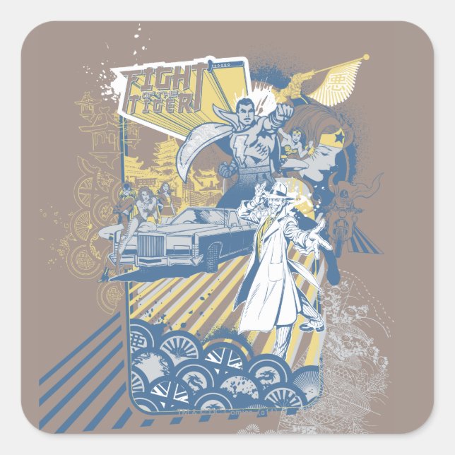 Sticker Carré La lutte du tigre (Devant)