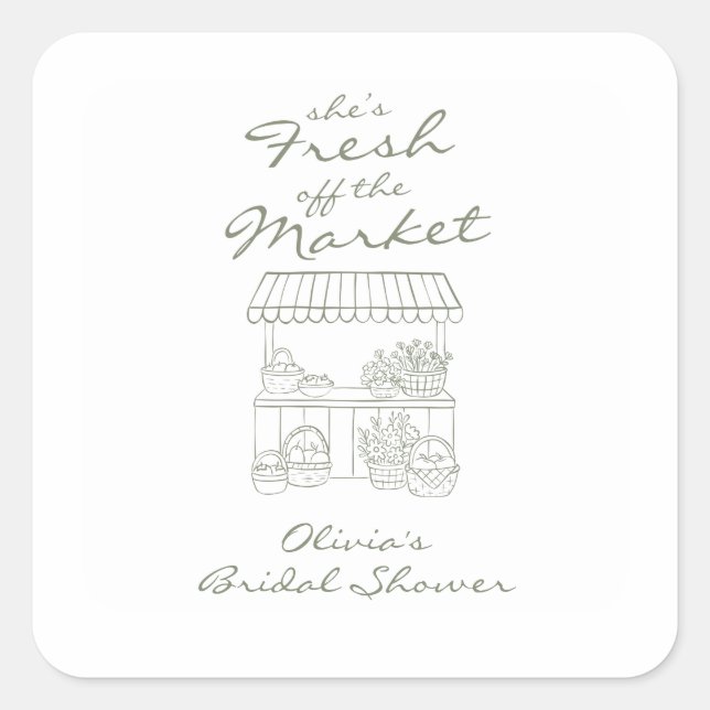 Sticker Carré La mariée sort tout juste du marché (Devant)