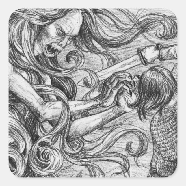 Sticker Carré La mère de Grendel à Beowulf (Devant)