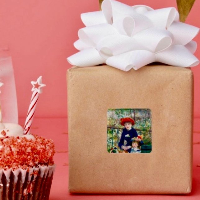 Sticker Carré La mère et l’enfant de Renoir (Decorate your gifts or envelopes with this beautiful floral sticker. 
)