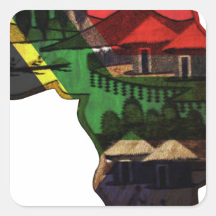 Sticker Carré La mosaïque africaine en effervescence : Art Motif