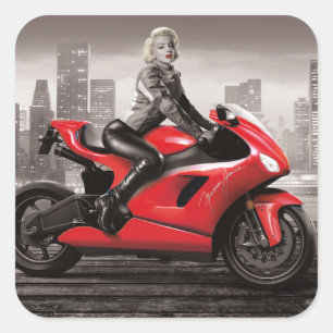 Sticker Carré La moto de Marilyn