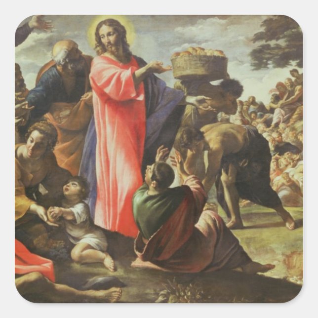 Sticker Carré La multiplication des pains et des poissons (Devant)