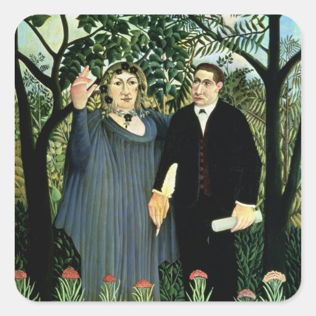 Sticker Carré La Muse Inspiring the Poet, 1908-09 (Devant)