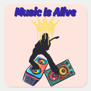Sticker Carré La musique est vivante