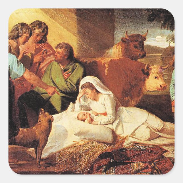 Sticker Carré La Nativité par John Singleton Copley (Devant)