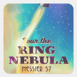 Sticker Carré La nébuleuse de l'Anneau (Messier 57) Affiche de v