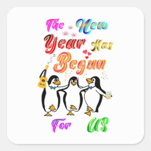 Sticker Carré La Nouvelle Année A Commencé Pour Nous