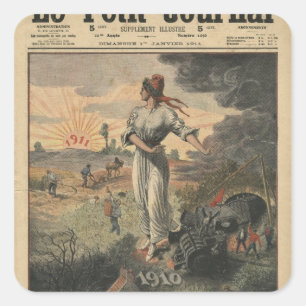 Sticker Carré La nouvelle année, France espère de meilleurs