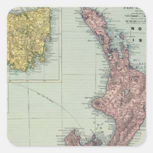 Sticker Carré La Nouvelle Zélande, Tasmanie, Fidji