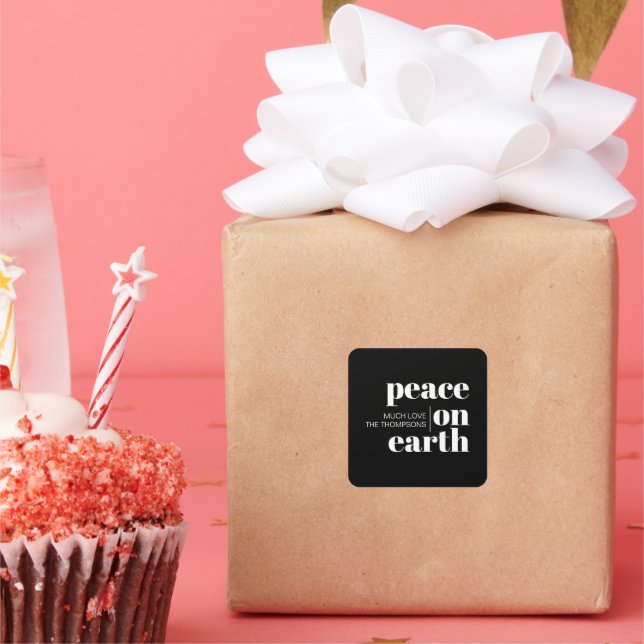 Sticker Carré La Paix Sur Terre Noël Moderne Personnalisé (Fête)