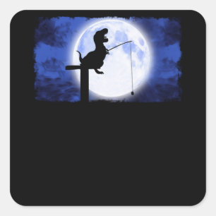 Sticker Carré la pêche des dinosaures sur la lune
