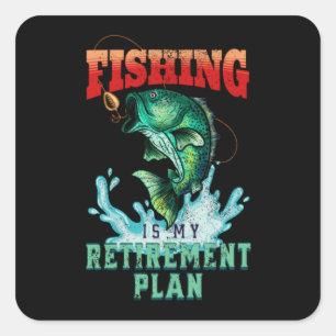 Sticker Carré La pêche est mon régime de retraite, la pêche Vint