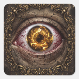 Sticker Carré La Peur des Yeux Gothique Horreur Œil Sombre Hallo