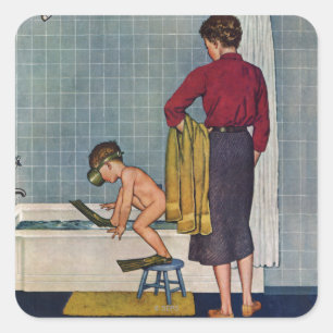 Sticker Carré La plongée dans le bain à remous