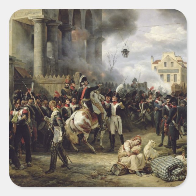 Sticker Carré La porte de Clichy pendant la Défense de Paris (Devant)