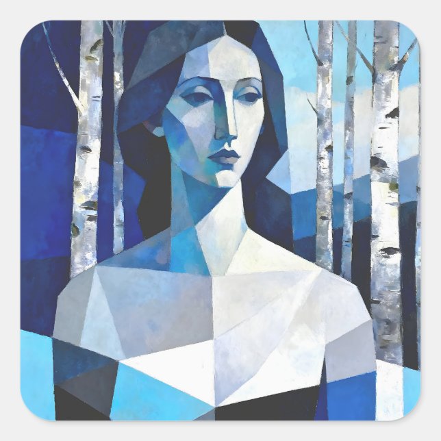 Sticker Carré La Pose de « Caelith » – Un Portrait Abstrait (Devant)