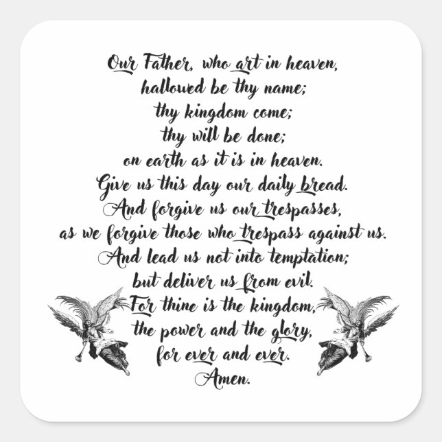 Sticker Carré La prière des seigneurs Notre père Bible Citations (Devant)