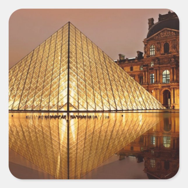 Sticker Carré La Pyramide du Louvre dans la cour du Louvre (Devant)