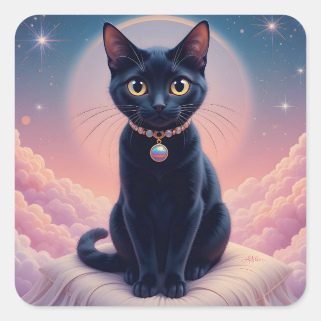 Sticker Carré La Reine du Paradis des Chats Noirs (Devant)