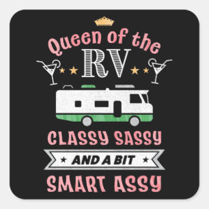 Sticker Carré La Reine du RV - Dons amusants à une femme de camp