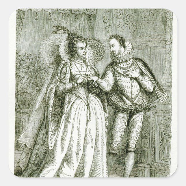 Sticker Carré La reine Elizabeth et ses partisans (Devant)