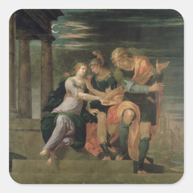 Sticker Carré La réunion de Theagenes et de Chariclea (Devant)