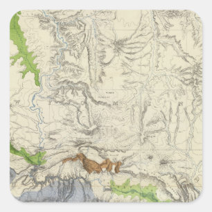 Sticker Carré La rivière Green de la carte de voie ferrée